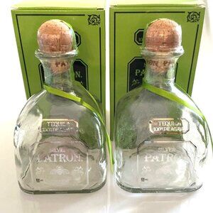 2 PATRON SILVER TEQUILA BOTTLES, GLASS 750 ML WITH BOXES DIY